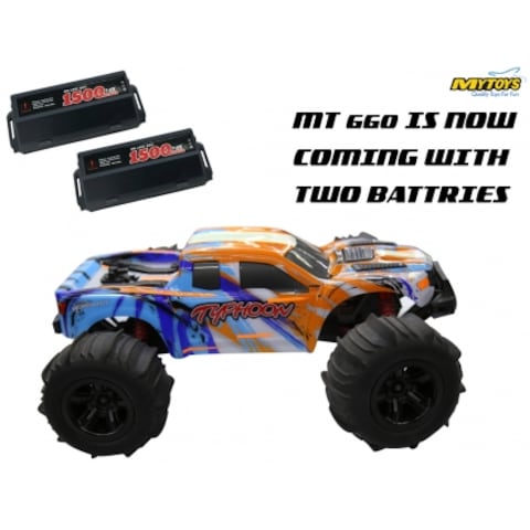 Mytoys - Hobbiway Typhon Mt660 1/10 4Wd R/C Car High Speed Racing Monster Hobby Truck Of Road Desert Sand Tyres &amp; Two Battries(Orange)
