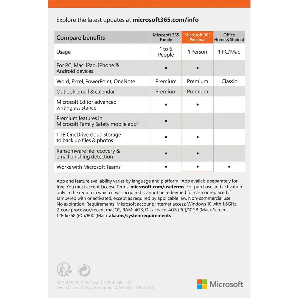 Microsoft Office 365 Personal - 1 User 1 Year