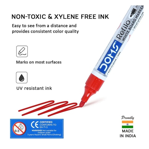 DOMS WHITE BRD MARKER PEN RED 10PK