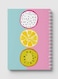 Lowha Spiral Notebook With 60 Sheets And Hard Paper Covers With Dragon Fruit Lemon Kiwi Slice Design, For Jotting Notes And Reminders, For Work, University, School
