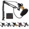 Generic-Professional Broadcasting Studio Recording Condenser Microphone Kit with External Sound Card + Mic Windscreen + Shock Mount + Adjustable Suspension Scissor Arm Stand + Mounting Clamp + Pop Fil