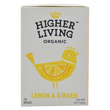 Higher Living Organic Lemon And Ginger Tea 30g x 15 Pieces