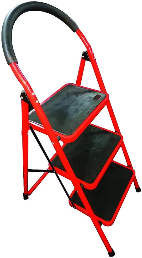 3 Step Ladder Folding Stool Foldable Step Ladder with Rubber Handgrip and NonSlip Treads 330lbs Capacity Ladder for Kitchen Red  Foldable Ladders Multicolor Step Ladder for Genral Maintinace Use etc