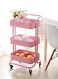 Almufarrej 3-Tier Rolling Shelves Metal Cart Organizer Pink 85x45x35cm