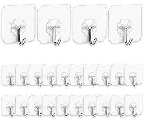 Lavish Adhesive Hooks Kitchen Wall Hooks- 24 Packs Heavy Duty 13.2Lb(Max) Nail Free Sticky Hangers With Stainless Hooks Reusable Utility Towel Bath Ceiling Hooks