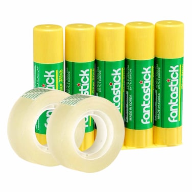 فانتاستيك عصا الغراء 5 غرام 5 قطع وشريط لاصق شفاف قطعتين