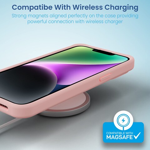 Remson Mag-X Magnetic Hybrid Protective Silicone Case Military Grade Protection For iPhone 14 (Pink)