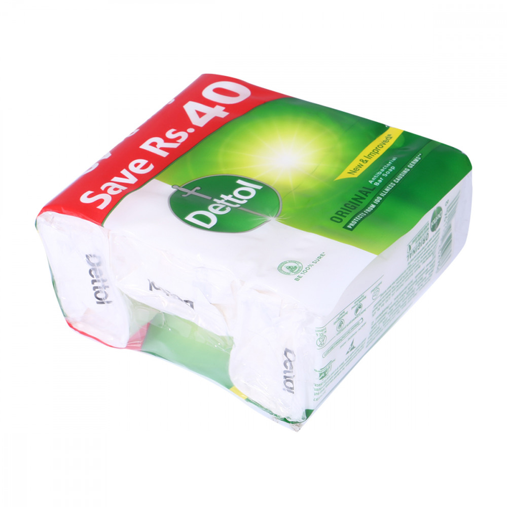 Dettol Original Antibacterial Bar Soap 130 gr (Pack of 4)