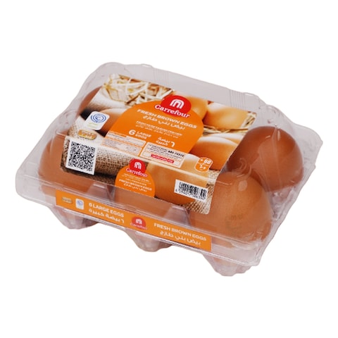 Carrefour Fresh Brown Eggs, Large, 6 PCS