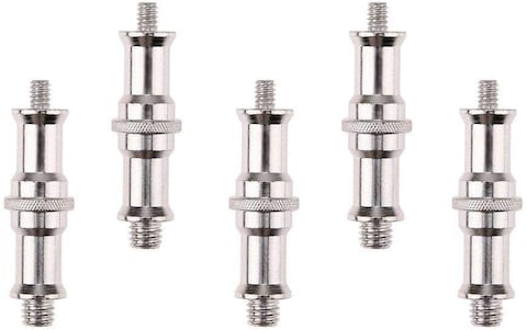 Coopic 5 Pcs Standard 1/4 To 3/8 Inch Metal Male Convertor Threaded Screw Adapter Spigot Stud For Studio Light Stand, Hotshoe/Coldshoe Adapter, Ball Head, Wireless Flash Receiver, Trigger