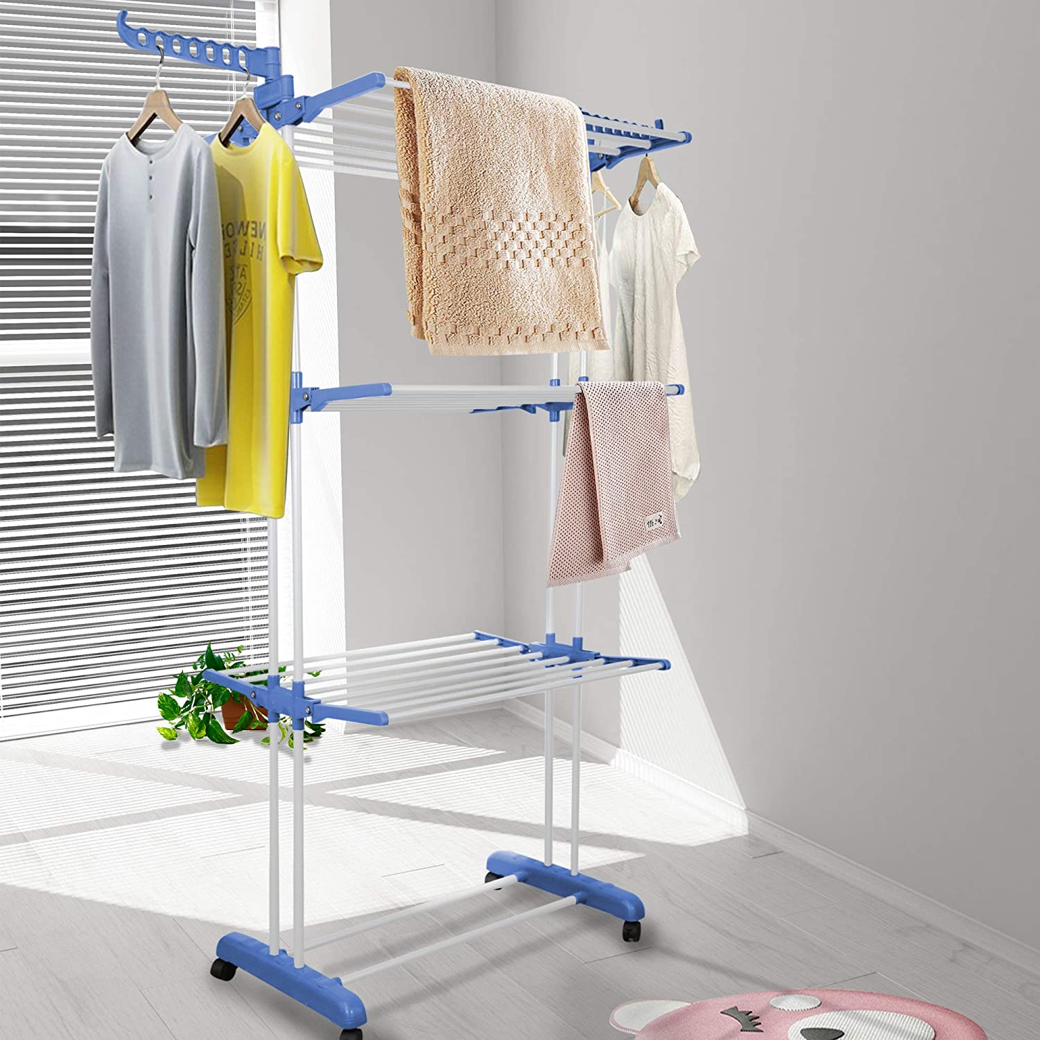 Buy Clothes Drying Rack 3-Tiers with Retractable Trays, Collapsible ...