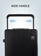 Creative handle design offers maximized base allows for increased packing space. Innovative Extra Wide Handle. TSA approved combination lock for additional security