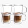 Double Walled 4-Piece Borosilicate Glass Coffee Mug Set - 250 ml