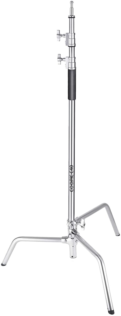 Coopic C40 Stainless Steel Heavy Duty C-Stand 1.5 Meters To 3 Meters Adjustable Tripod With Turtle Base For Sturdy Photographic Studio Strobe Light Reflector Umbrella LED Light