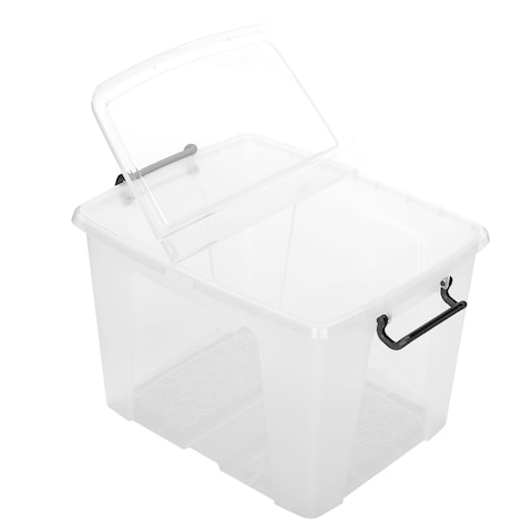 ستراتا ، صنع في المملكة المتحدة ، صندوق ذكي 40 لتر مع غطاء قابل للطي ، L50xW39.5xH32cm-STR-XW674-CLR/CLR-ST