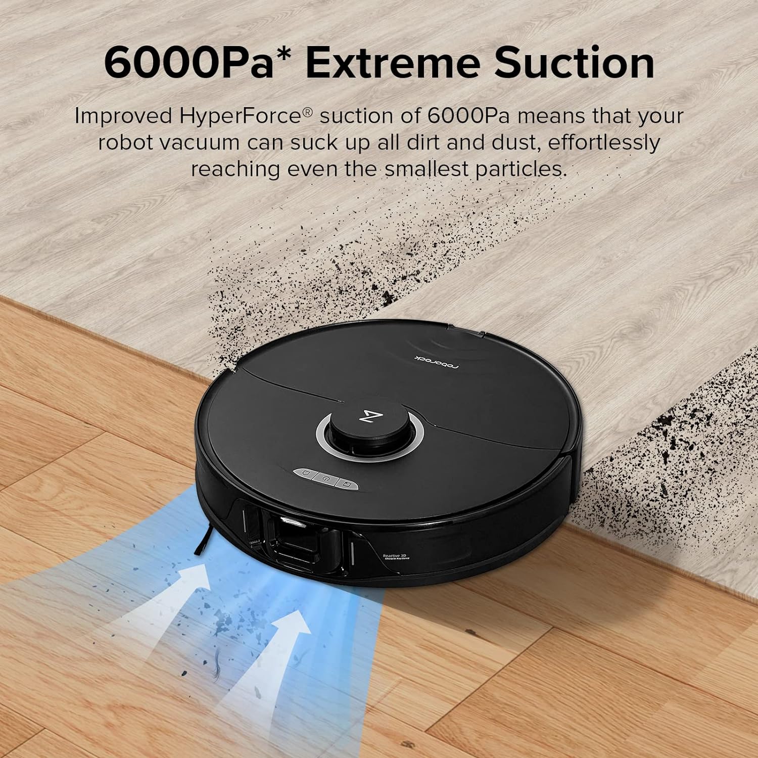 Roborock S8 Robot Vacuum Cleaner with Dual Brush &amp; 6000Pa Suction &amp; 3D Structured Light Obstacle Avoidance Robot Vacuum Compatible With Alexa For Pet Hair(Black)