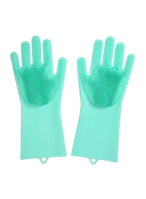 Generic 2-Piece Silicone Scrubbing Gloves Set Green