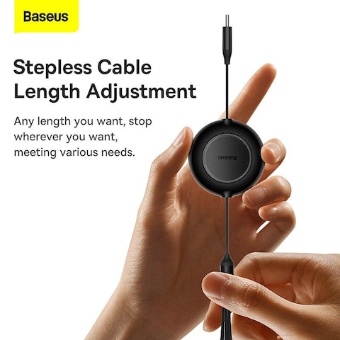 Baseus Bright Mirror 2 Series Fast Charging Cable,100W 1.2M 3 in 1 Retractable Type-C Charging Cable with Lightning/Type C/Micro Port, for iPhone 15 14/13/12, Samsung Galaxy S24/S23, Huawei, OnePlus