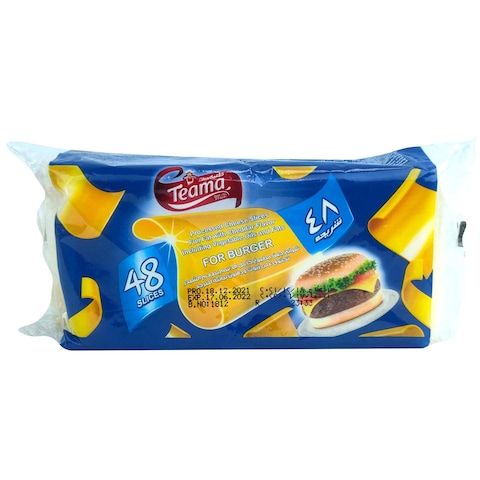 Teama Milk Full Fat Processed Spread Cheddar Cheese Slices - 48 Pieces