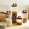 1Chase Borosilicate Glass Food Storage Jar With Acacia Wood Air Tight Lid, Handmade Glass Canister For Kitchen Pantry Organizer, For Storing Pasta, Nuts, Coffee, Snacks, Set Of 3 (1000 ml)