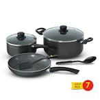 Buy Royalford Marble Coated Cooking Set 7 Pieces Black in Saudi Arabia