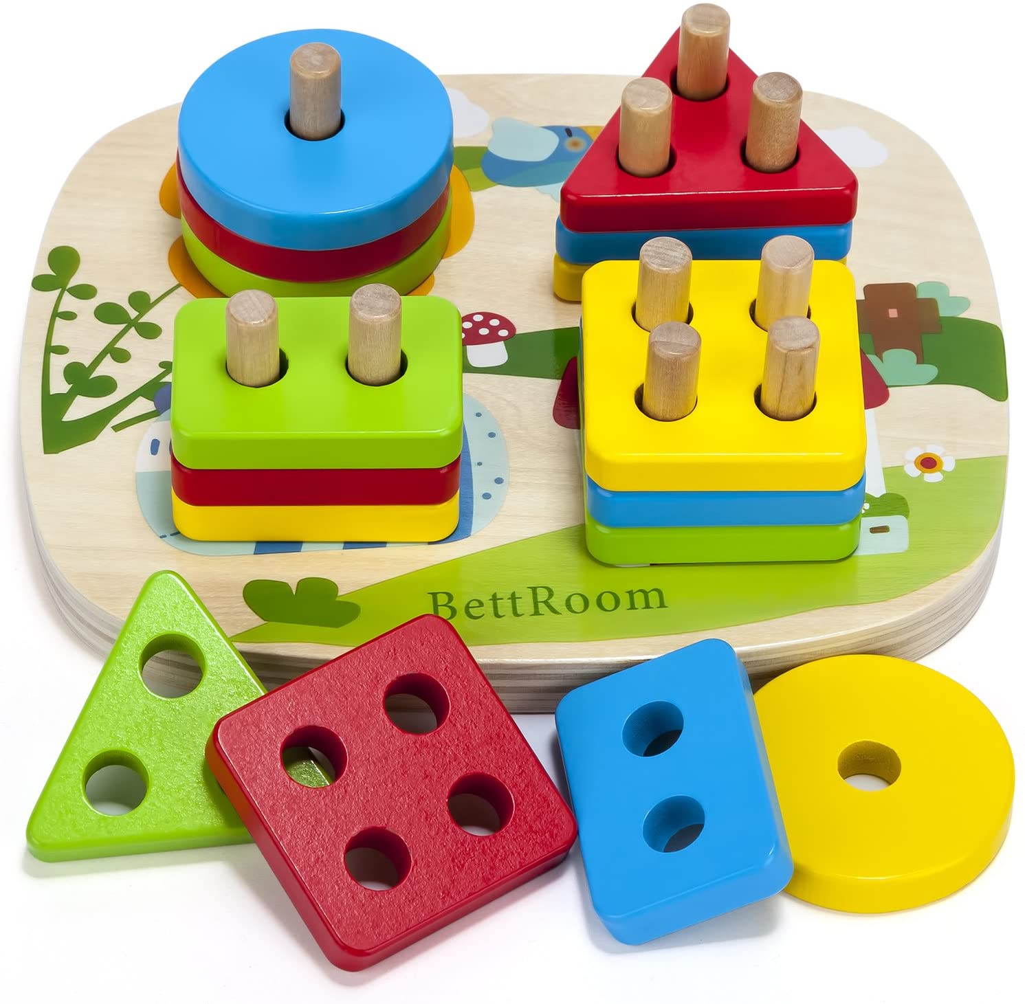 Buy Bettroom Toddler Toys For 1 2 3 4-5 Year Old Boys Girls Wooden ...