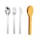 Eazy Kids Cutlery Set - Stainless Steel Spoon, Fork &amp; Knife with Silicone Case (Yellow)