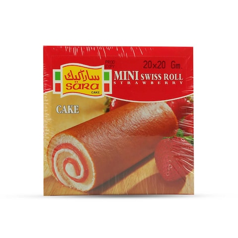 Buy Sara Strawberry Mini Swiss Roll 20g Pack of 20 in UAE