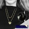 Aiwanto Necklace With Heart Pendant Two Layer Gold Neck Chain Necklace Beautiful Gift Womens Girls Necklace