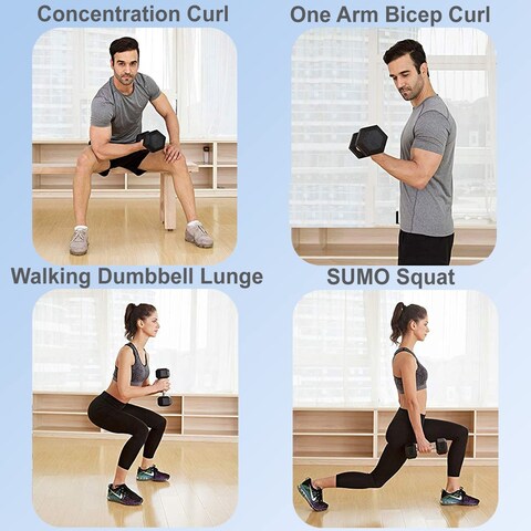 Sky Land HEX Dumbbell Rubber Coated Cast Iron Hexagonal Dumbbells 27.5 kg*2 for Professional Exercise, Premium Hand Weight Dumbbell, Strength Training Equipment, Full Body Workout, EM-9260-27.5