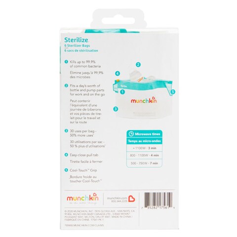 Munchkin Microwave Sterilize Sterilizer Bags 6 PCS