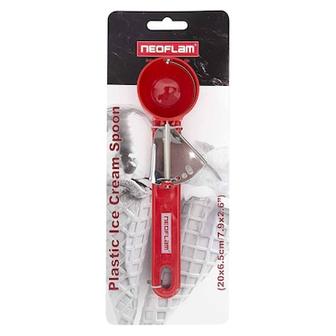 نيوفلام ملعقة آيس كريم بلاستيكية - أحمر