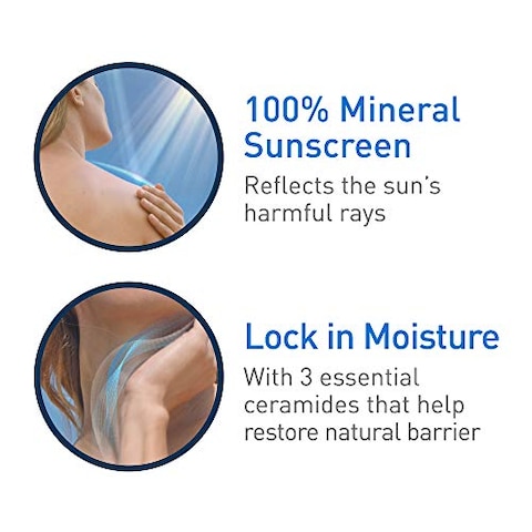 Cerave 100% Mineral Sunscreen SPF 30 | Face Sunscreen with Zinc Oxide &amp; Titanium Dioxide for Sensitive Skin | 2.5 oz, 1 Pack
