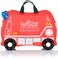 Trunki Red Fire Engine Frank Ride-On Suitcase Children's Luggage(Frank, Red)