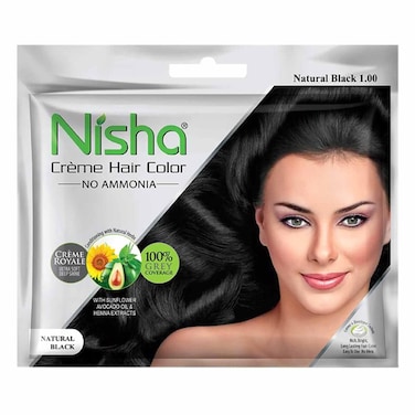 Nisha Creme Hair Colour 1.0 Natural Black 40ml