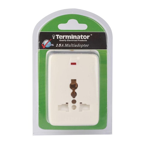 Terminator Multi-Plug Fitted 15A Fuse 3 Pin Round Plug Light+2 Way 3 Pin Universal