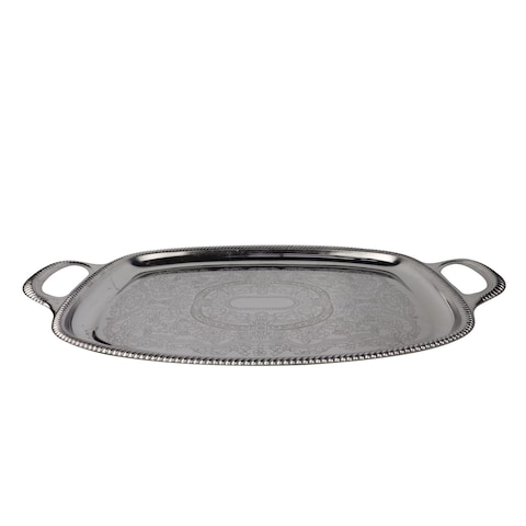 Abu Hamda Stainless Steel Tray with Handle - 60 Cm