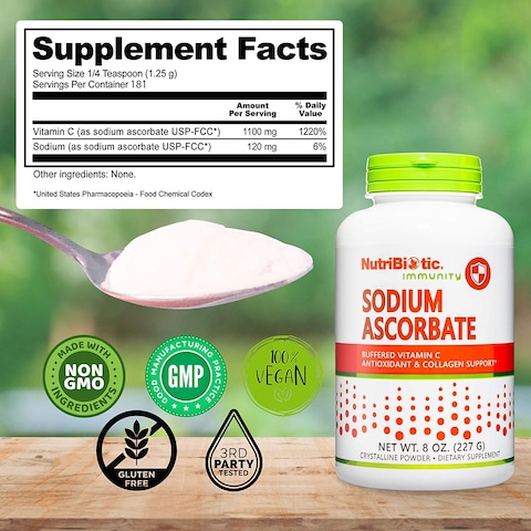 Nutribiotic, Buffered Sodium Ascorbate, Vitamin C, Crystalline Powder, 8 Oz (227 G)