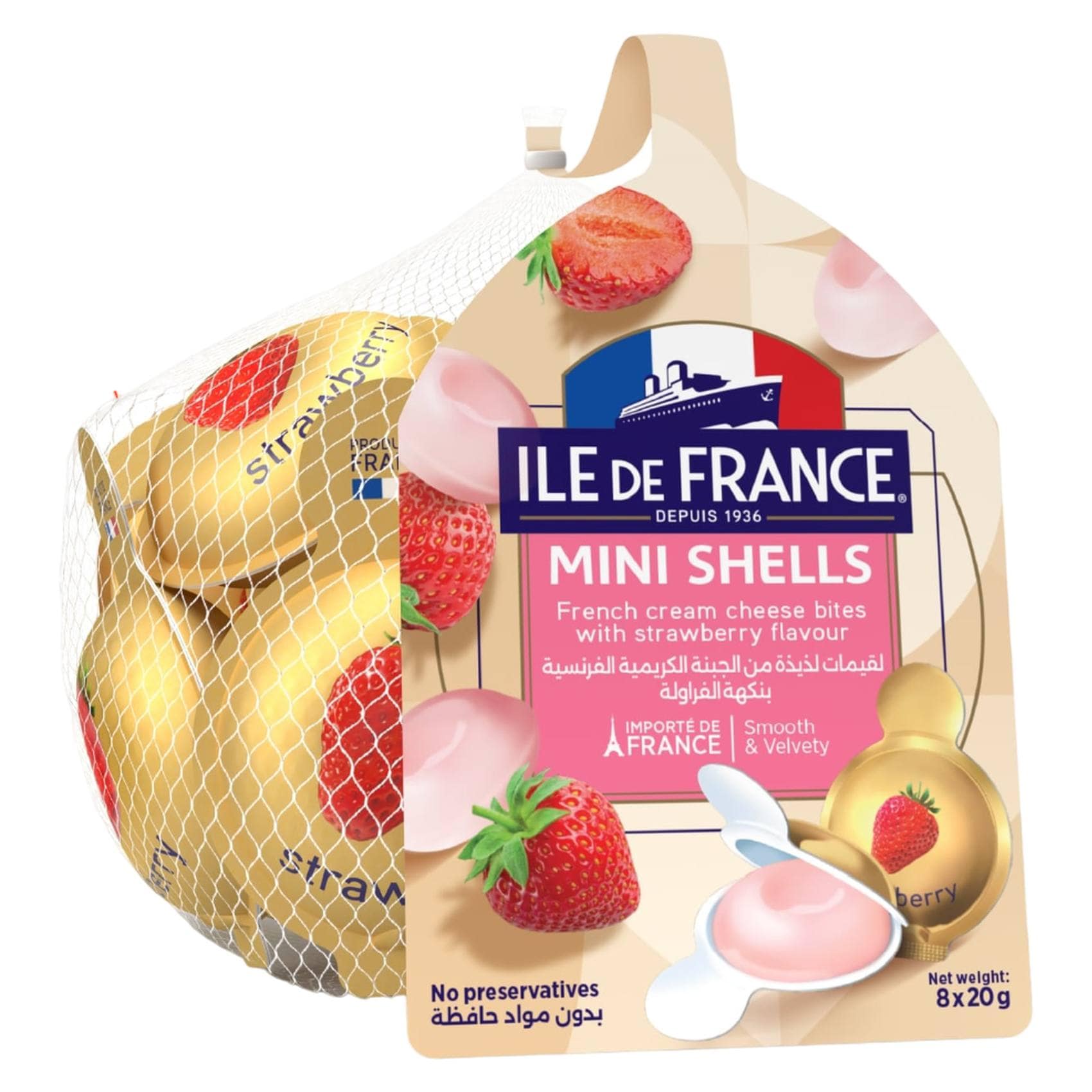 Ile De France Mini Shells French Cream Cheese Bites With Strawberry Flavour  20g Pack of 8 Online | Carrefour UAE