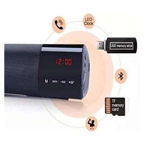 Kisonli LED-800B Wireless BT Speaker with Alarm Clock - Black