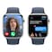 Apple Watch Series 9 LTE 45mm Silver Stainless Steel Storm Blue Sport Band Medium/Large