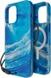 BodyGuardz Carve Marble designed for iPhone 15 Pro MAX case cover compatible with MagSafe with Lanyard - Blue/White