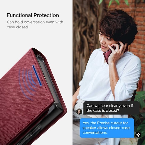 Spigen Wallet S Plus designed for Samsung Galaxy S23 ULTRA case cover folio (2023) [7 Cards + Cash] - Burgundy