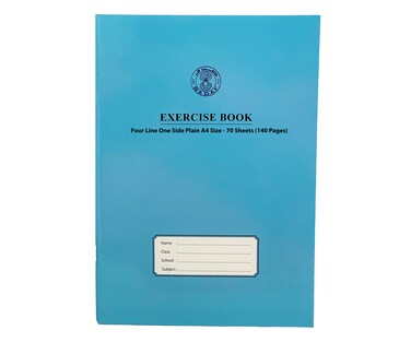 Buy EXERCISE BOOK FOUR LINE ONE SIDE PLAIN A4 SIZE- BLUE Online ...