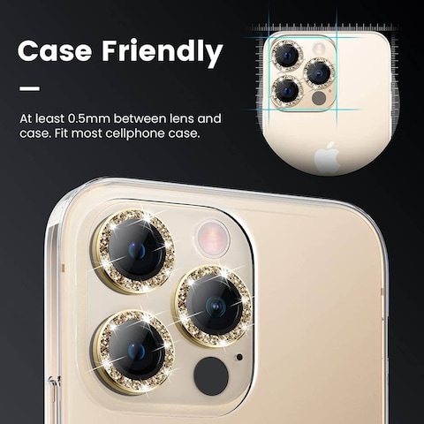 9H Tempered Glass Camera Cover Screen Protector Metal Individual Ring Protector For iPhone 14 Pro Max Gold