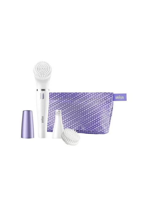 Braun - 2-In-1 FaceSpa Cleansing Brush And Facial Epilator Set White/Purple 23x16x6centimeter