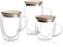 Lushh Double Walled Glass Coffee Cups with Handle and with Bamboo Lid , Insulated Coffee Mugs Perfect for Cappuccino, Macchiato, Latte, Tea, Juice, Iced &amp; Hot , 3Pcs Set og 250 ML,350ML and 450 ML.