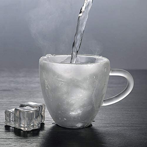 لاش طقم من 2 اكواب قهوة او شاي زجاجية مزدوجة الجدار معزولة على شكل قلب، سعة 200 مل