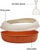 Semi-closed cat litter box &amp; anti splash plastic sand box with Scoop, Suitable for all type of cat, Detachable and Reusable cat Toilet, Easy to clean 38 cm L (Beige and Brown color)