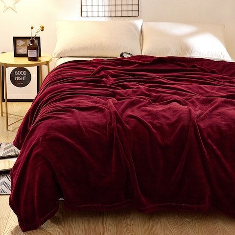 Fabienne Silky Plain Microfiber Bed Blanket Double Size Maroon